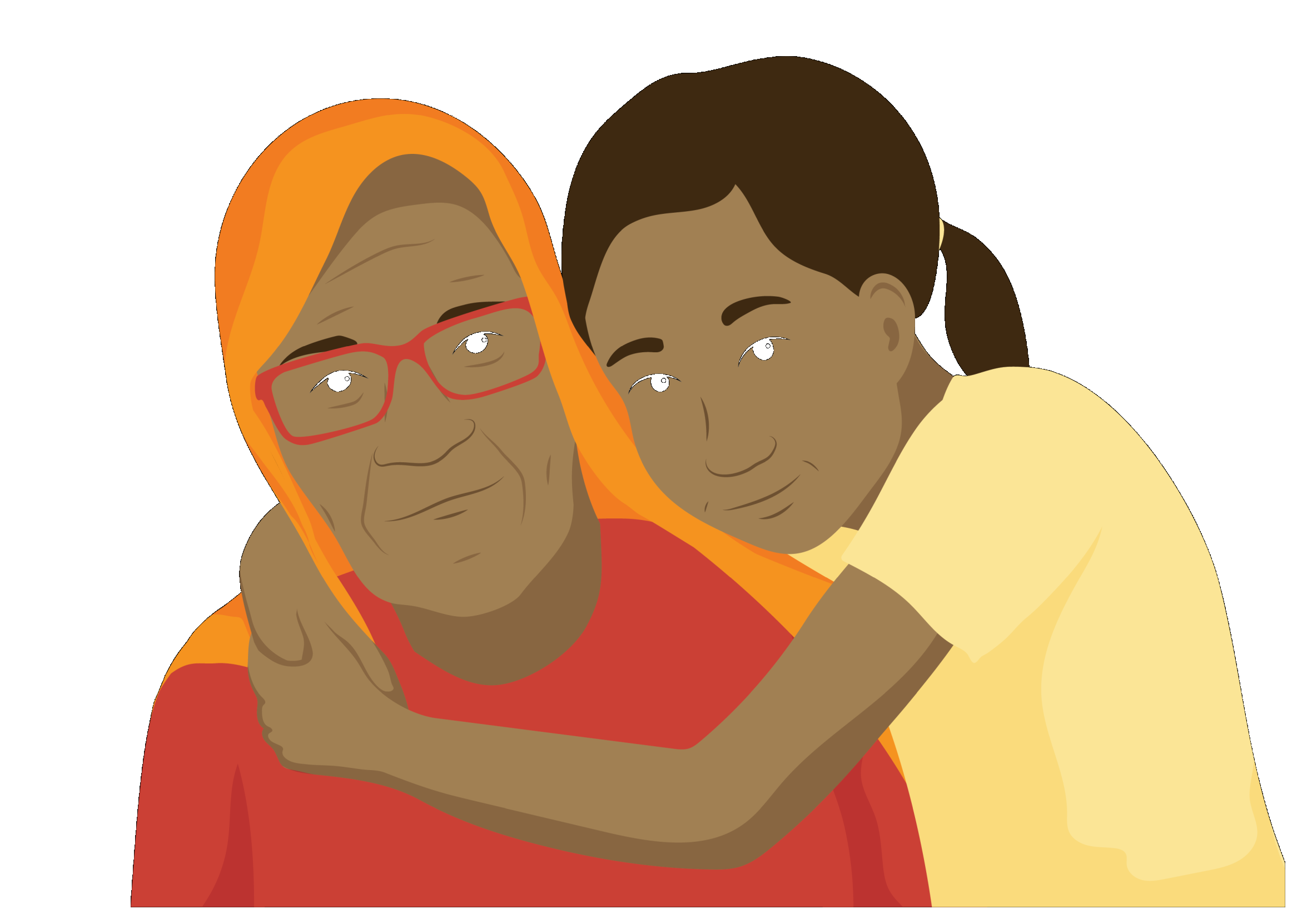 Sai, and older woman with her granddaughter